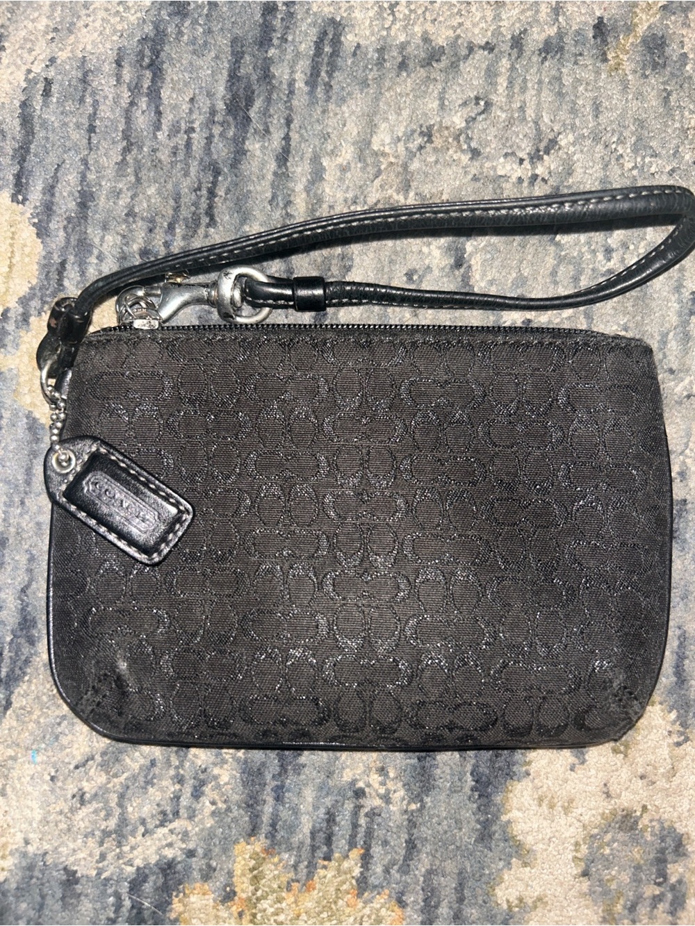Coach Black Signature Jacquard Wristlet